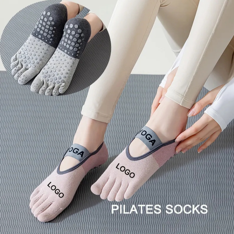 Pilates Yoga Logo - Groothandel Katoenen Antislip Sokken met Eigen