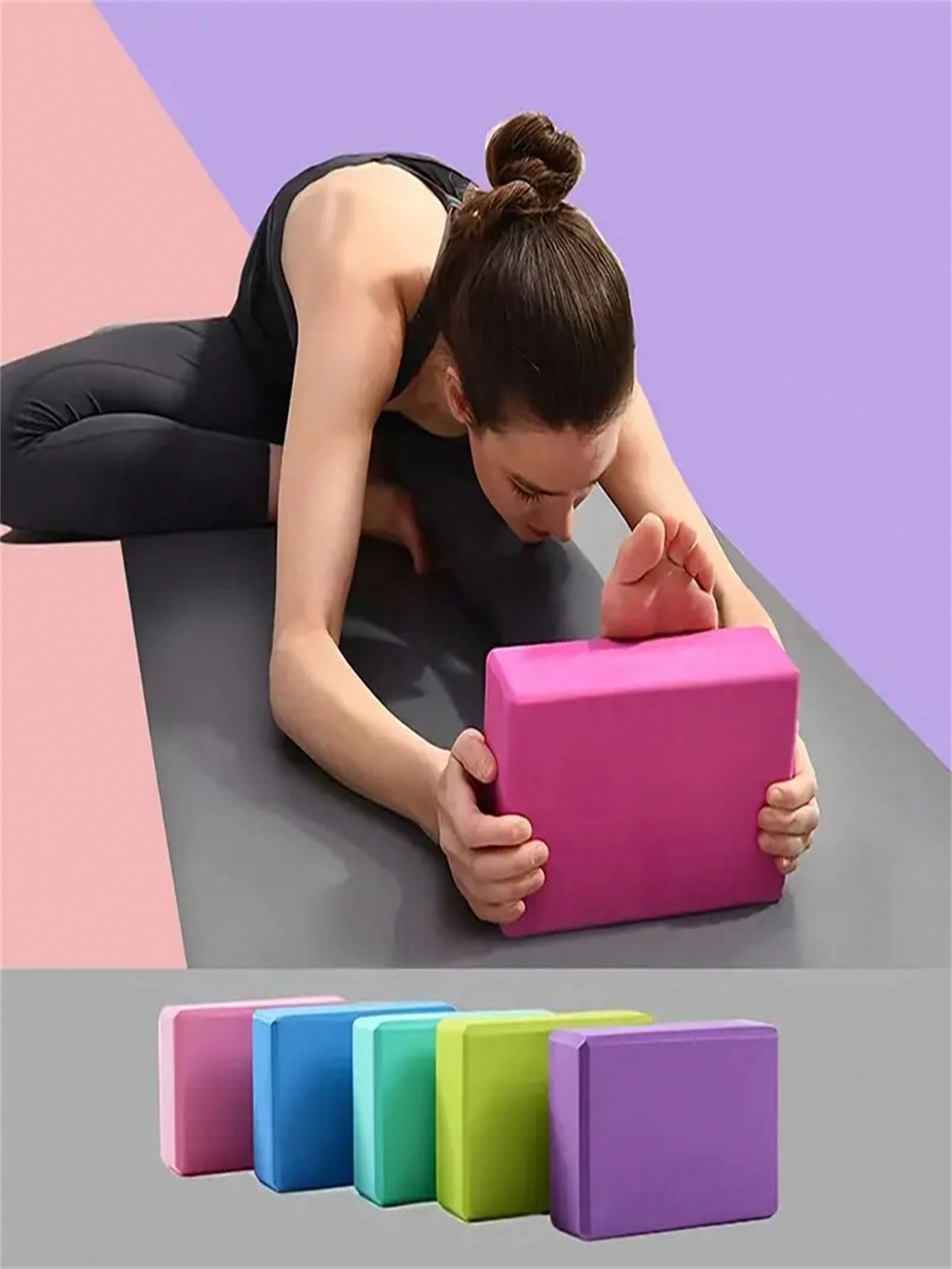 Pilates Yoga Block - 1 zwart Eva Foam yogablok met