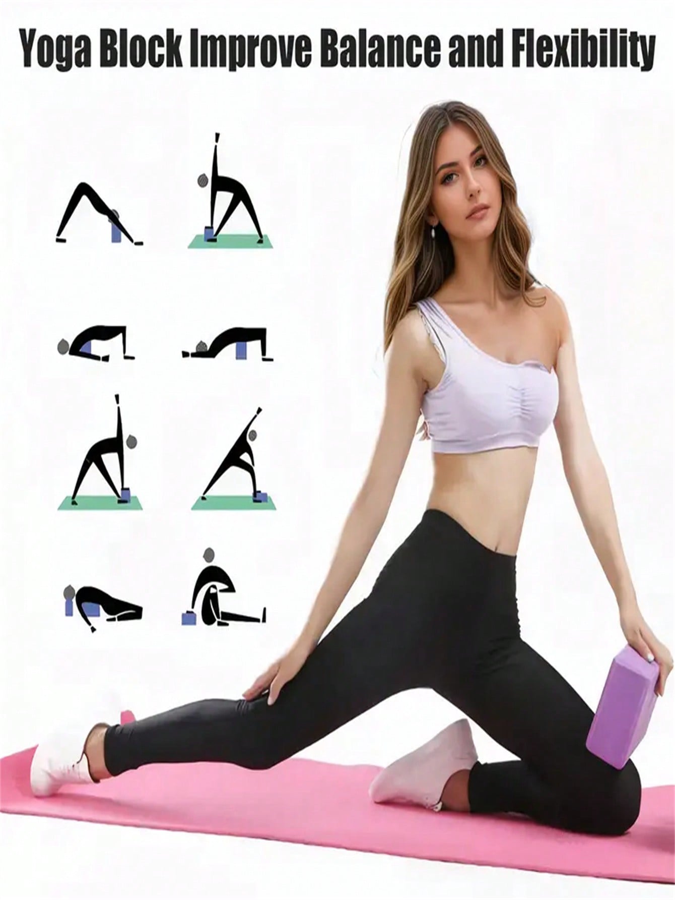 1 zwart Eva Foam yogablok met  - Pilates Yoga Block recensie en prijs