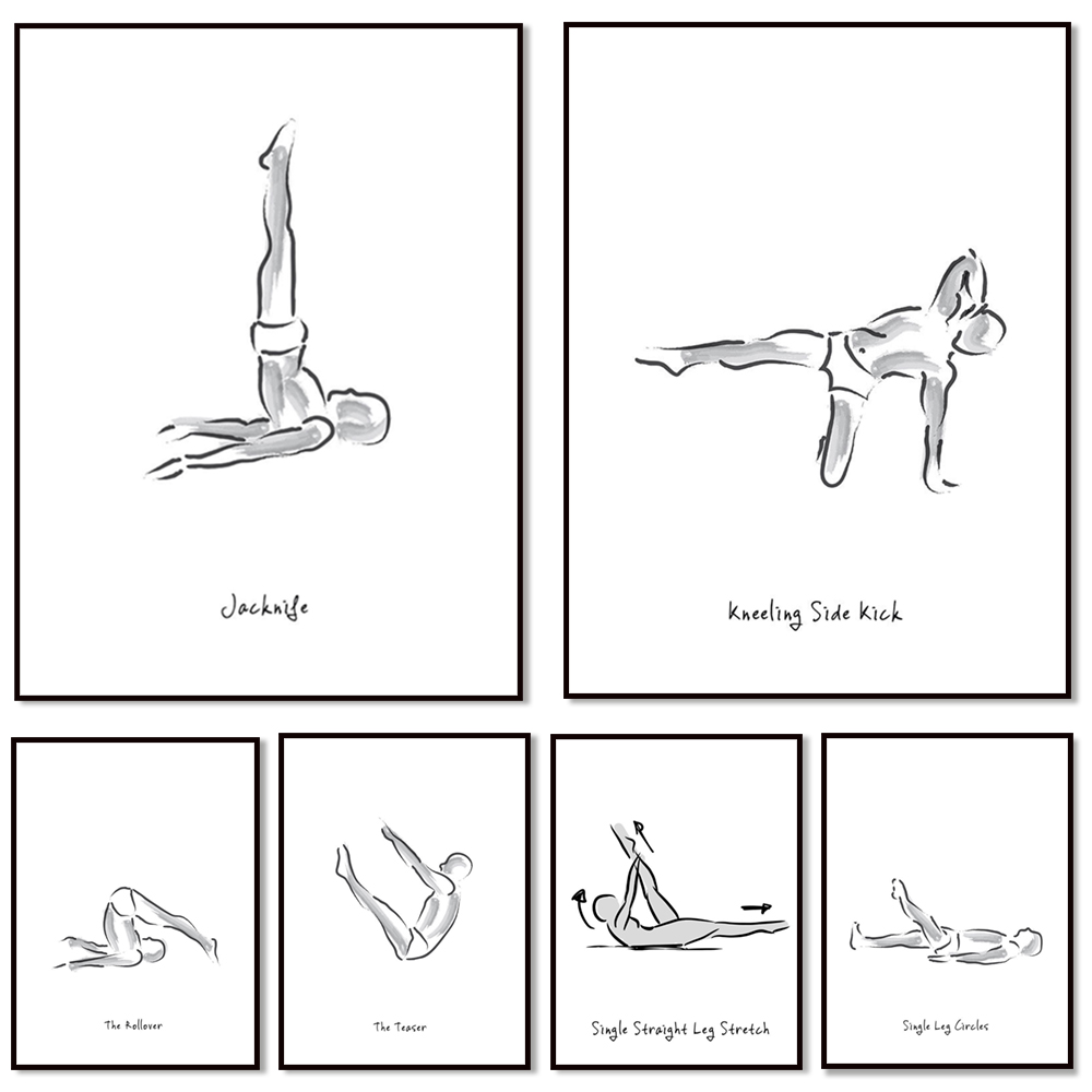 Pilates-oefeningen in zwart-wi - Pilates And Yoga Combined recensie en prijs